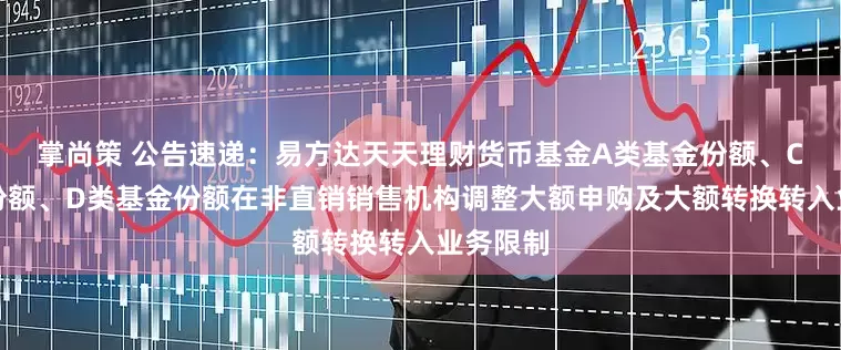 掌尚策 公告速递：易方达天天理财货币基金A类基金份额、C类基金份额、D类基金份额在非直销销售机构调整大额申购及大额转换转入业务限制