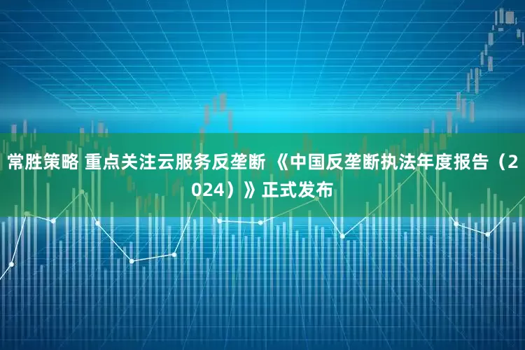常胜策略 重点关注云服务反垄断 《中国反垄断执法年度报告（2024）》正式发布